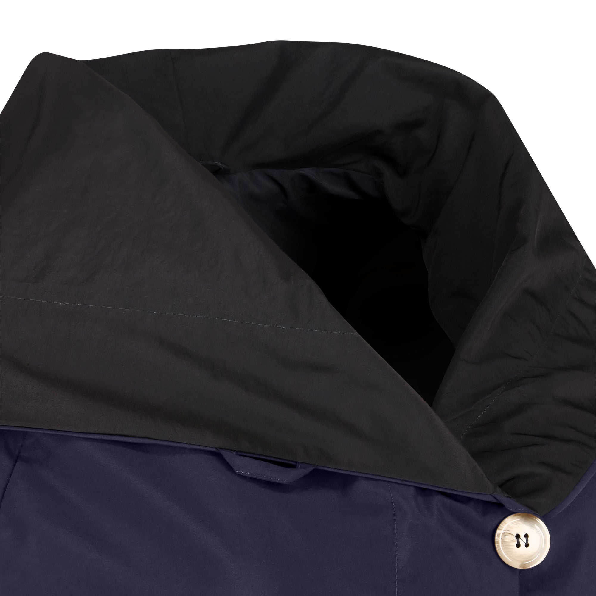Mistral raincoat - Blue Night color - neckline detail