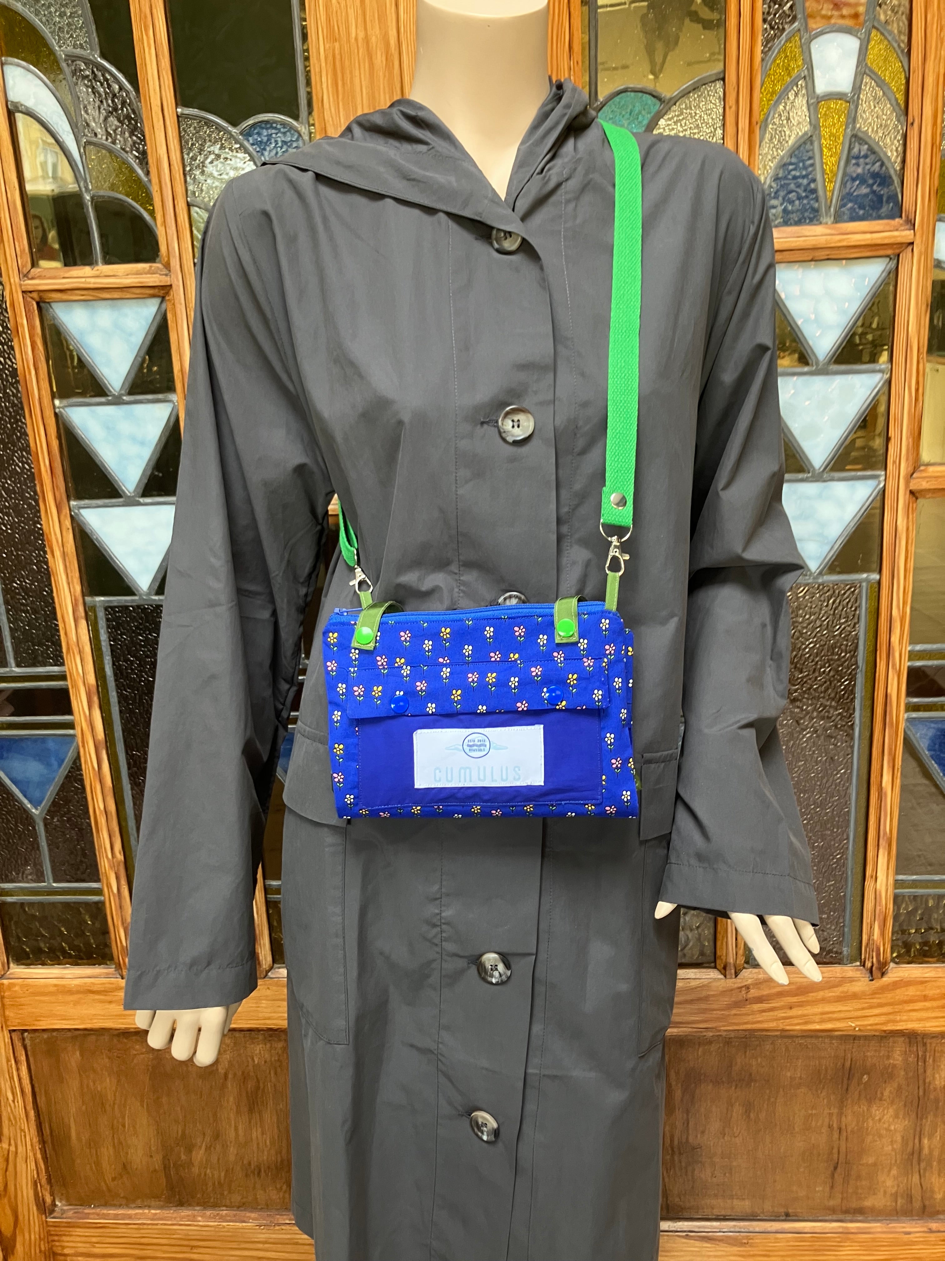 Blue Flowers- Crossbody book bag