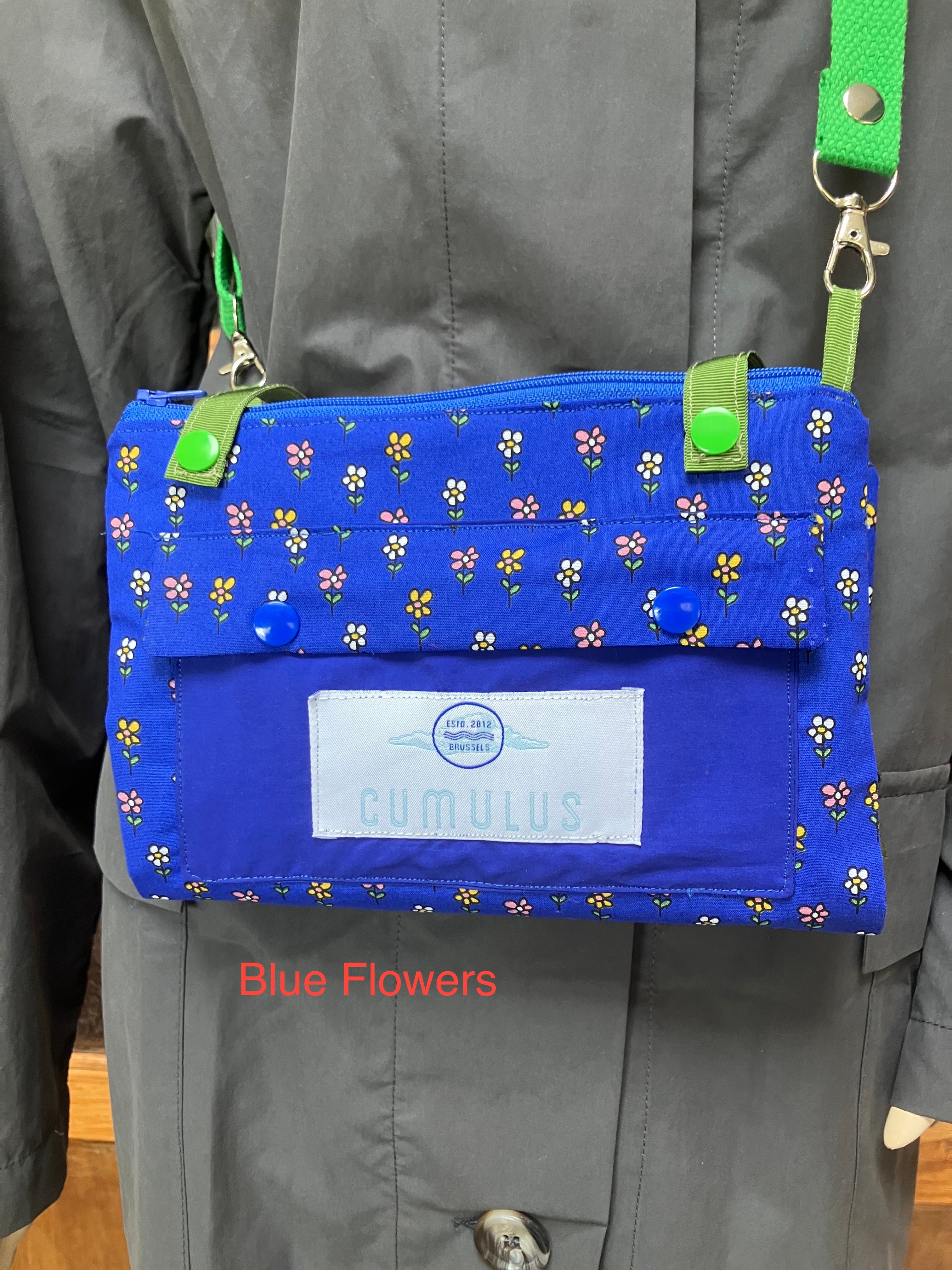 Blue Flowers- Crossbody book bag