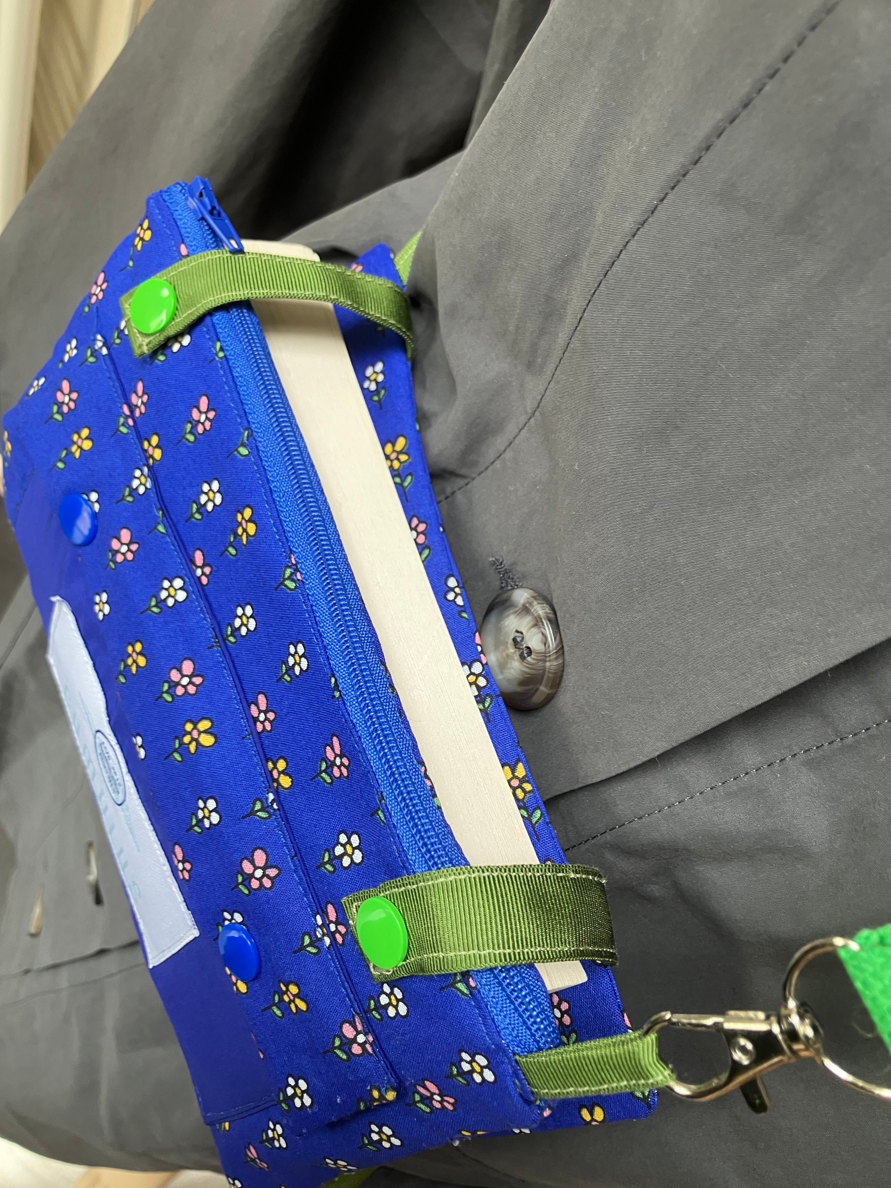 Blue Flowers- Crossbody book bag