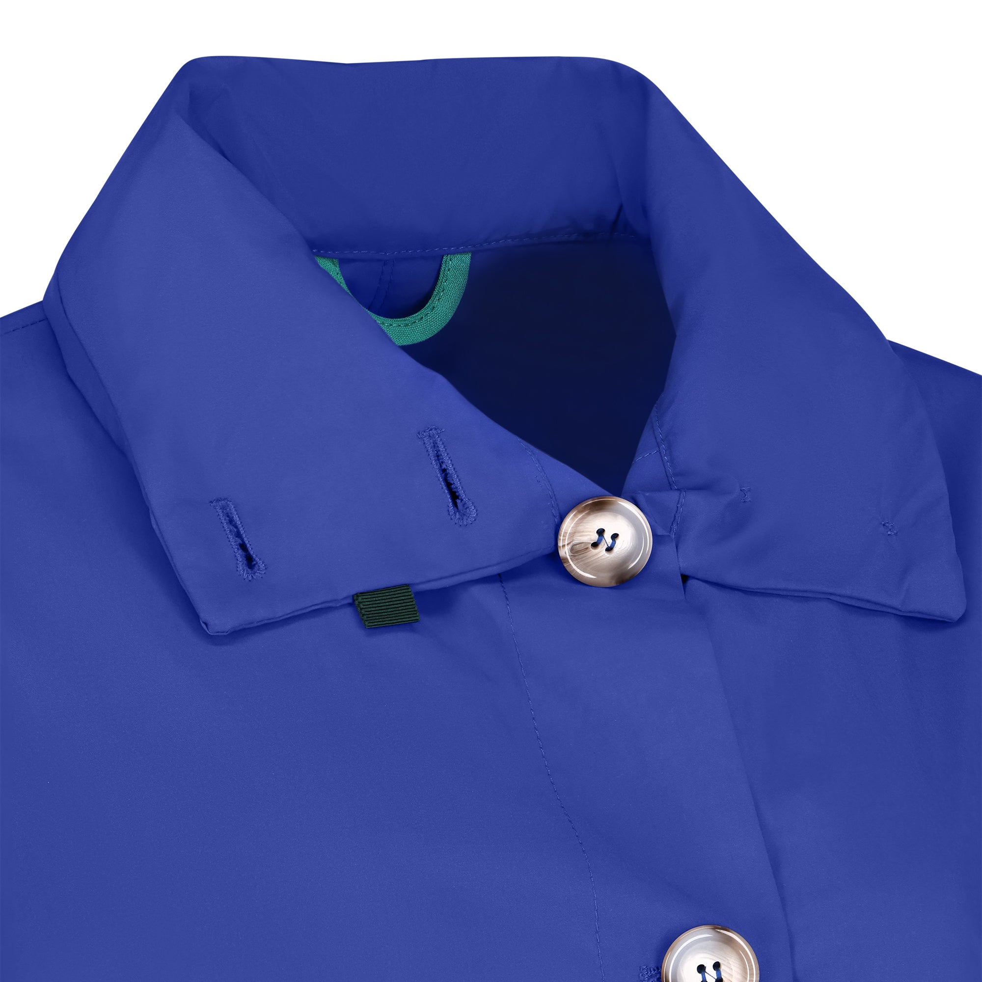 Bise raincoat - Royal Blue color - neckline detail