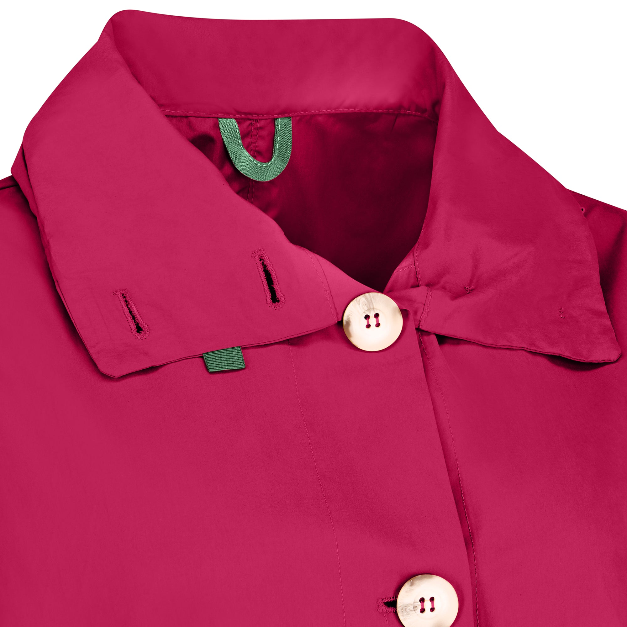 Bise raincoat - Cherry color - neckline detail