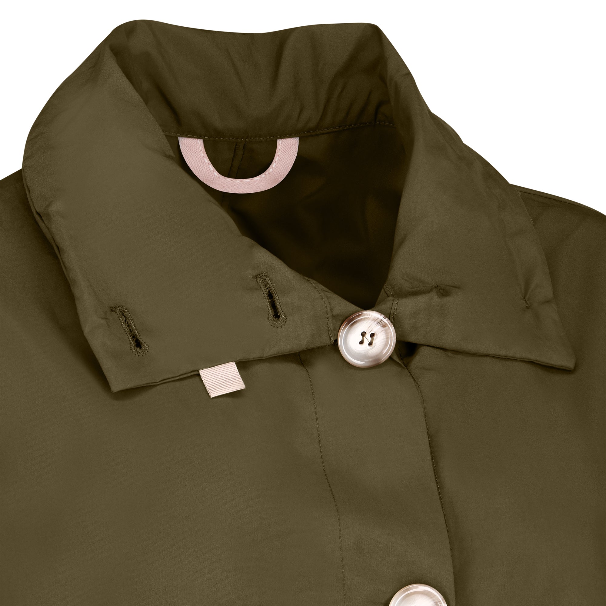 Bise raincoat - Kaki color - neckline detail
