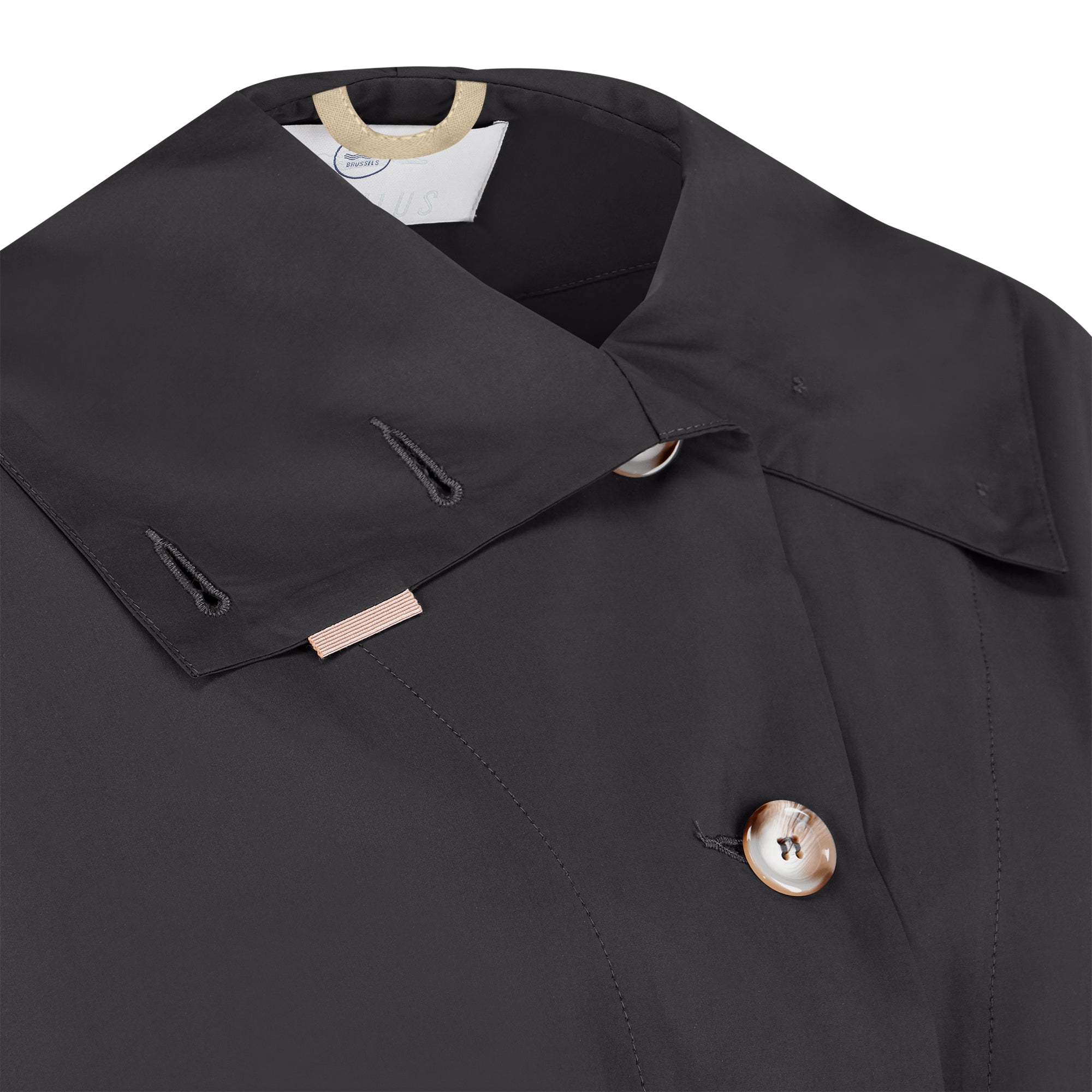 Cape Town raincoat - Anthracite color - neckline detail