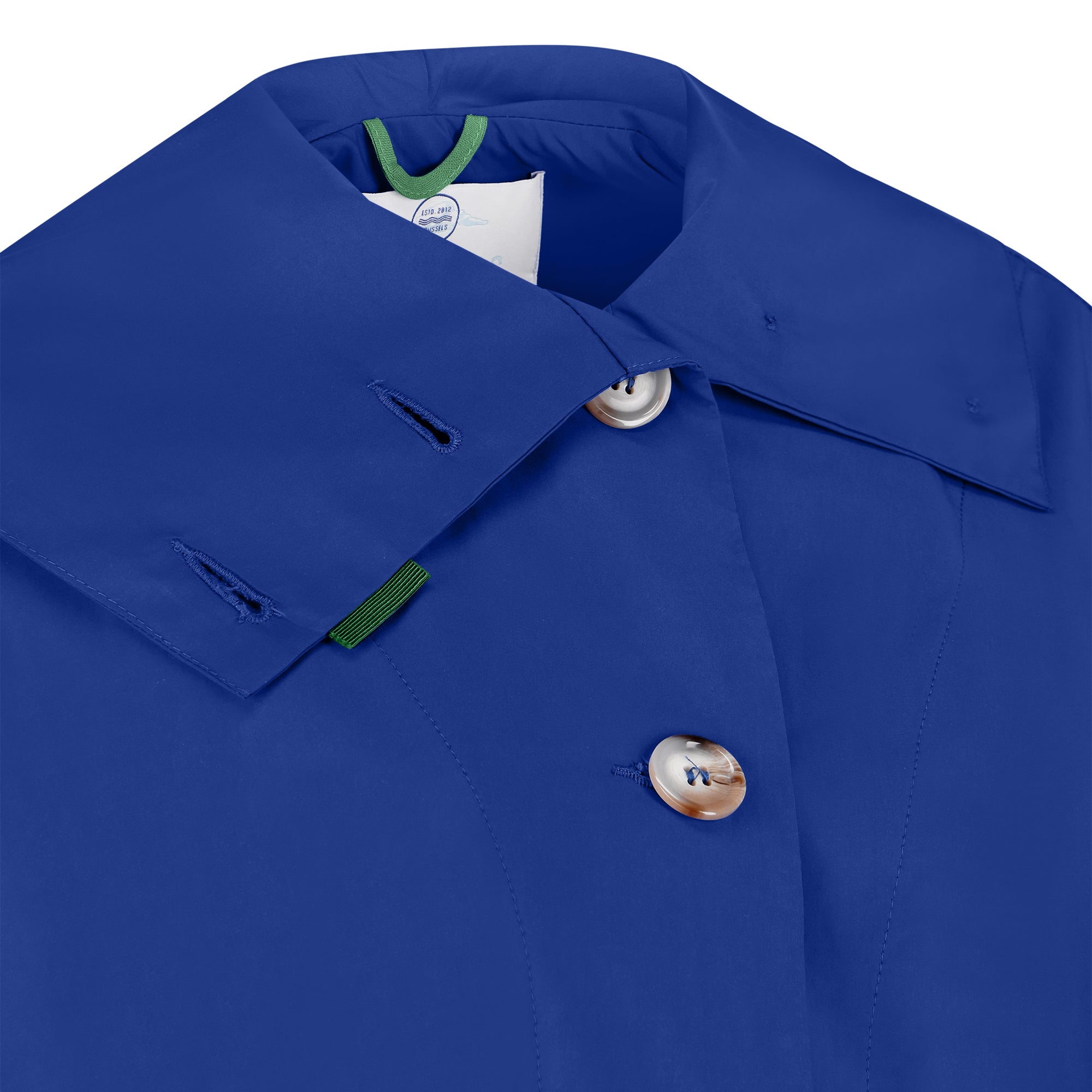 Cape Town raincoat - royal blue color - neckline detail