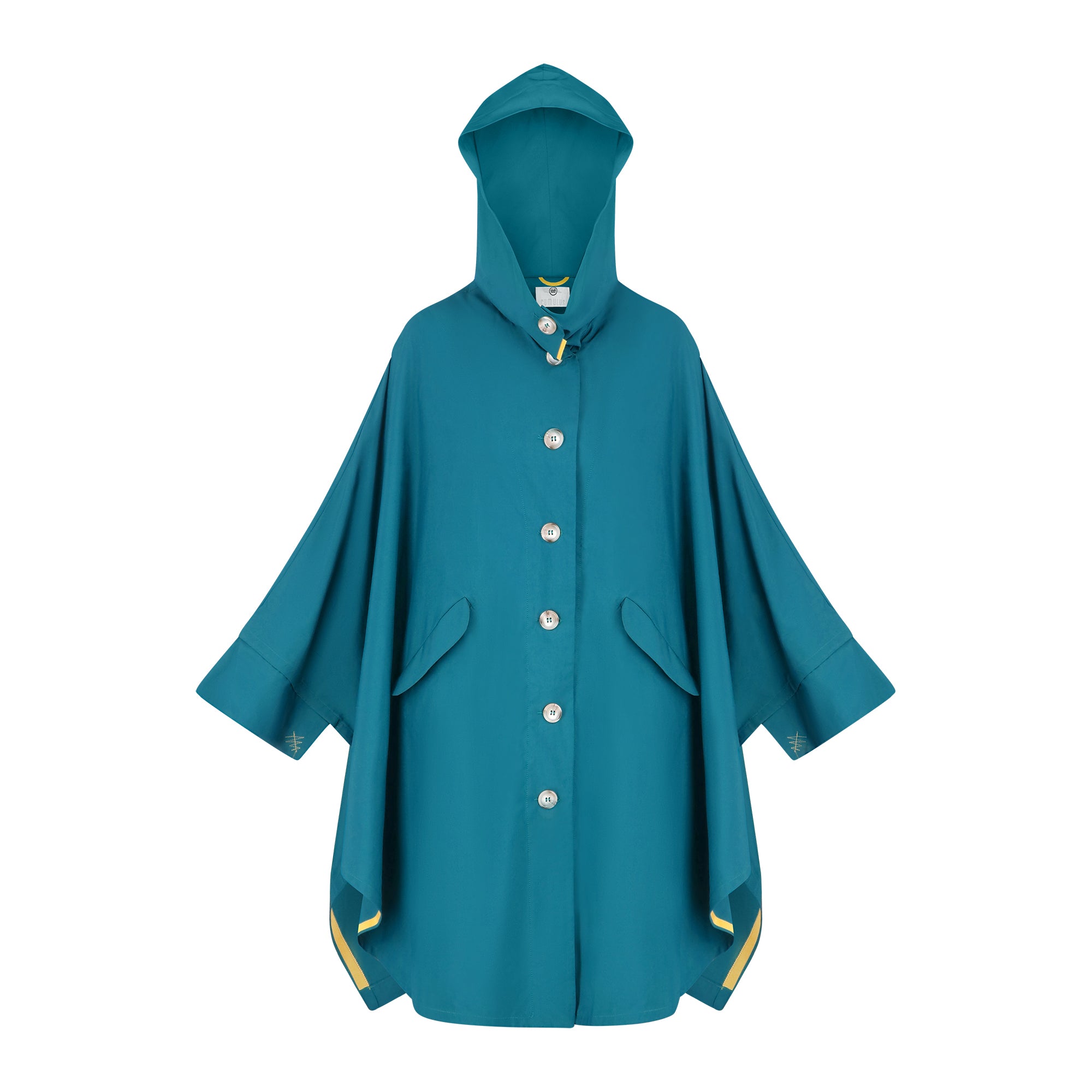 Cape Town raincoat - ocean blue color - front view