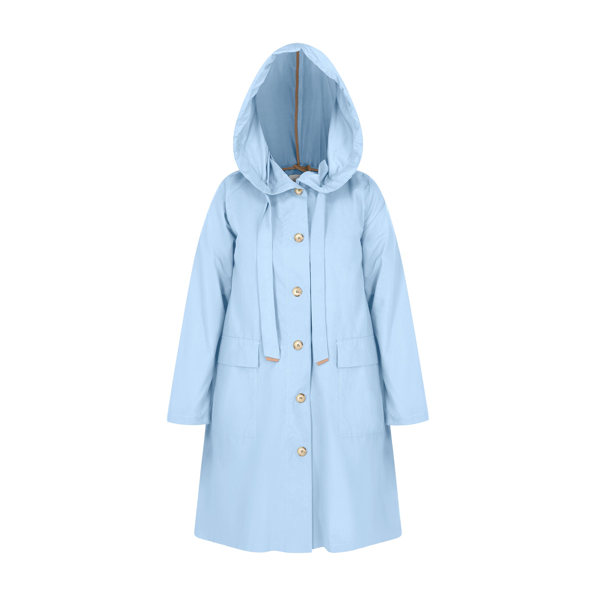 The Classic raincoat - azur blue - front view
