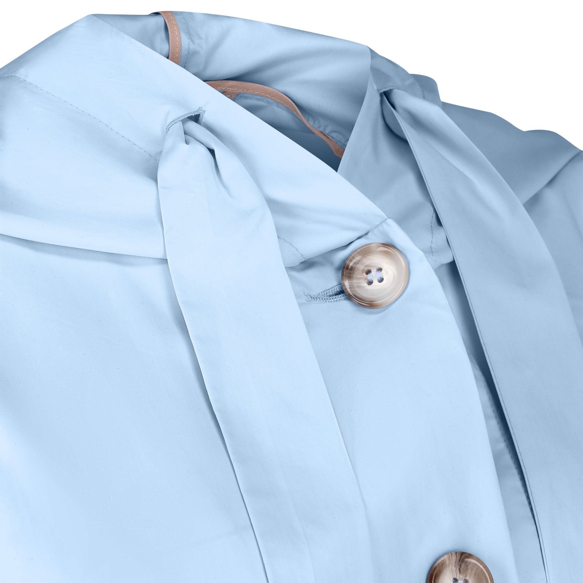 The Classic raincoat - azur blue - neckline detail
