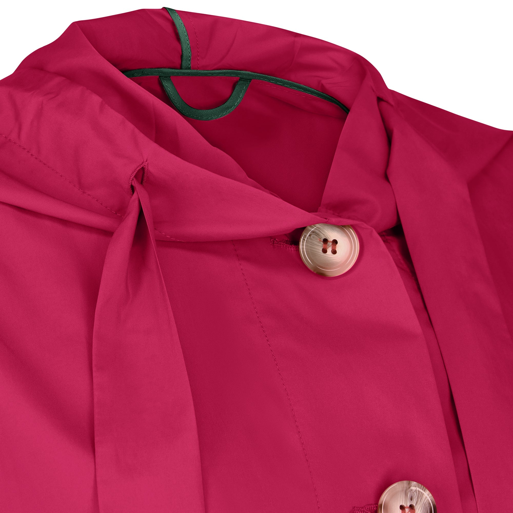 The classic raincoat - cherry color - neckline detail