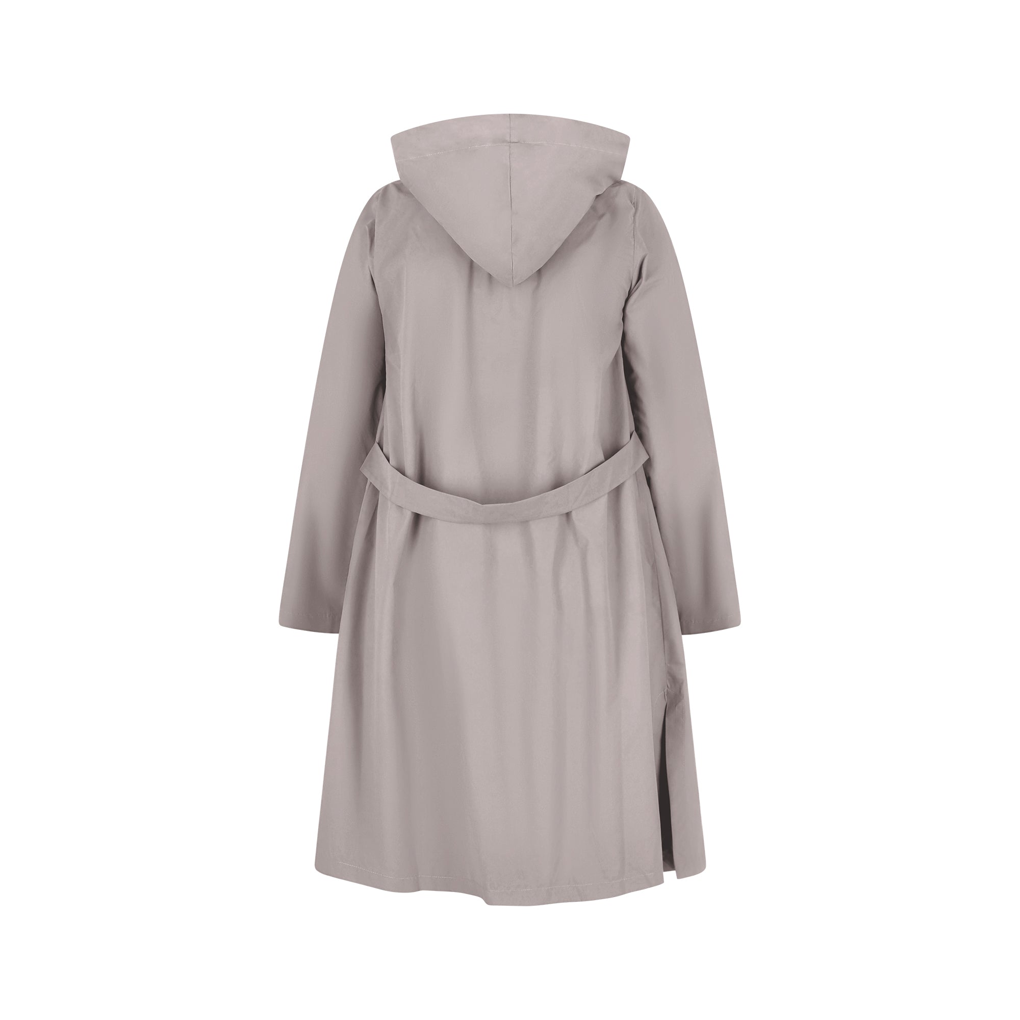 The classic raincoat in ciment - back view 