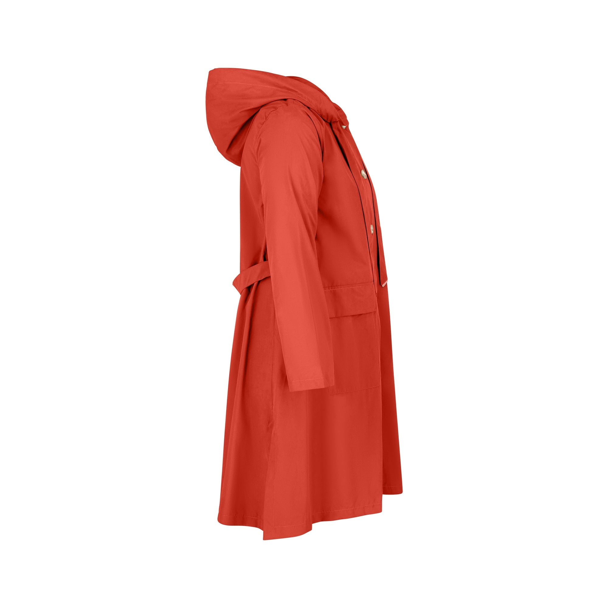 The classic raincoat - orange color - side view