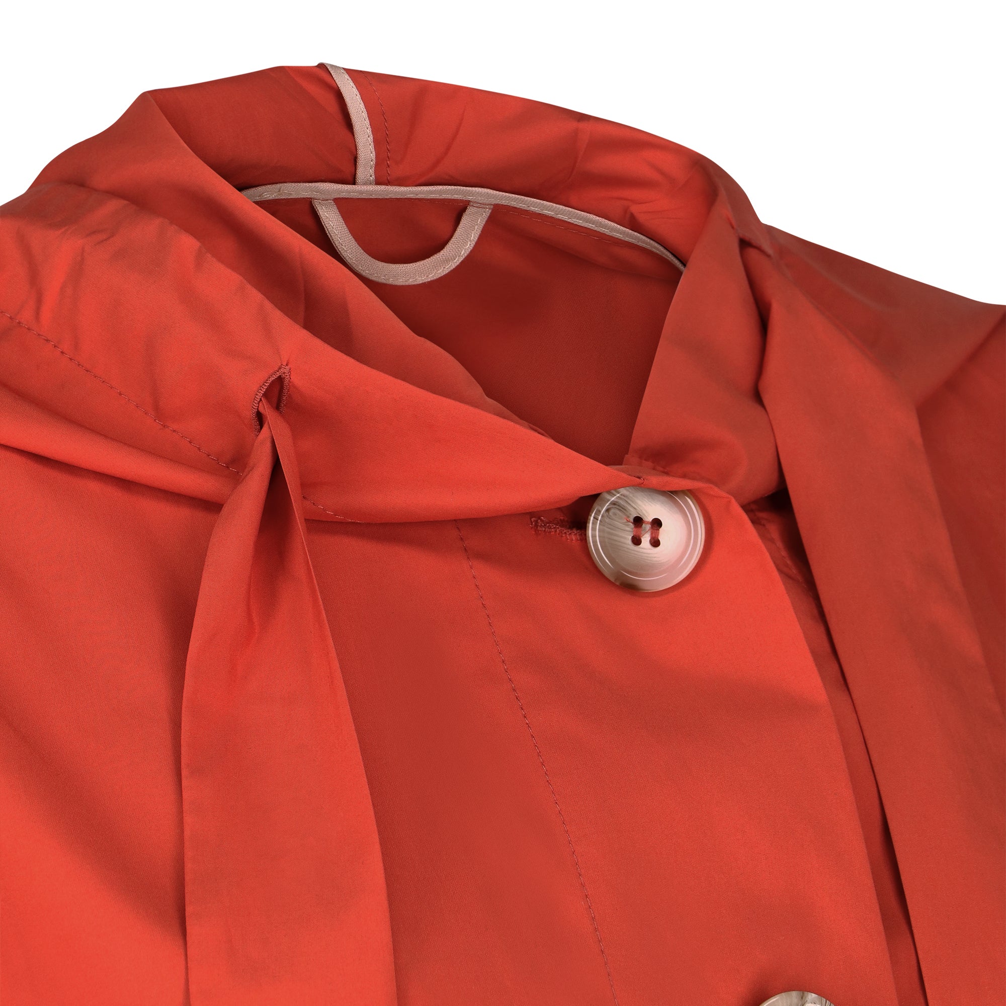 The classic raincoat - orange color - neckline details