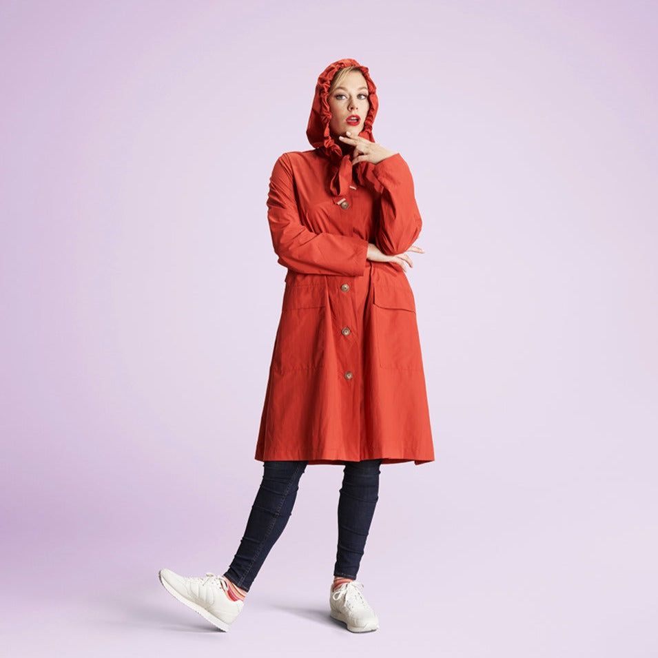 The classic raincoat - orange color - front view