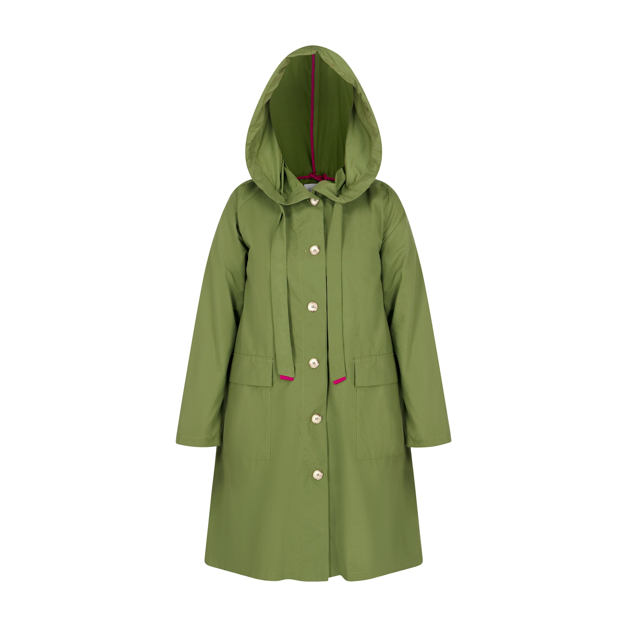 The classic raincoat - green color - front view