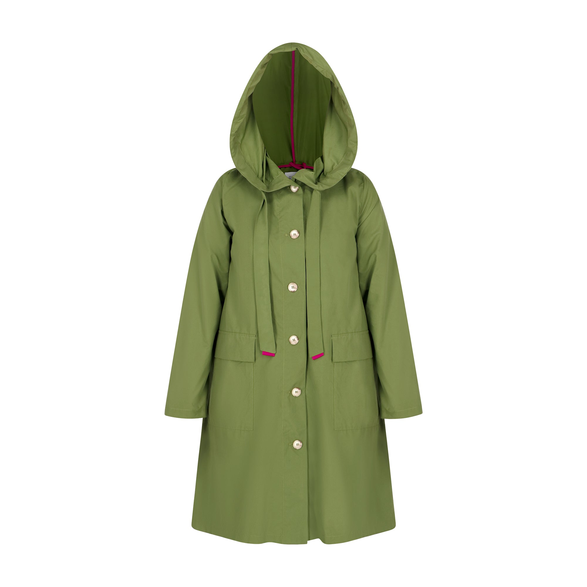 The classic raincoat - green color - front view