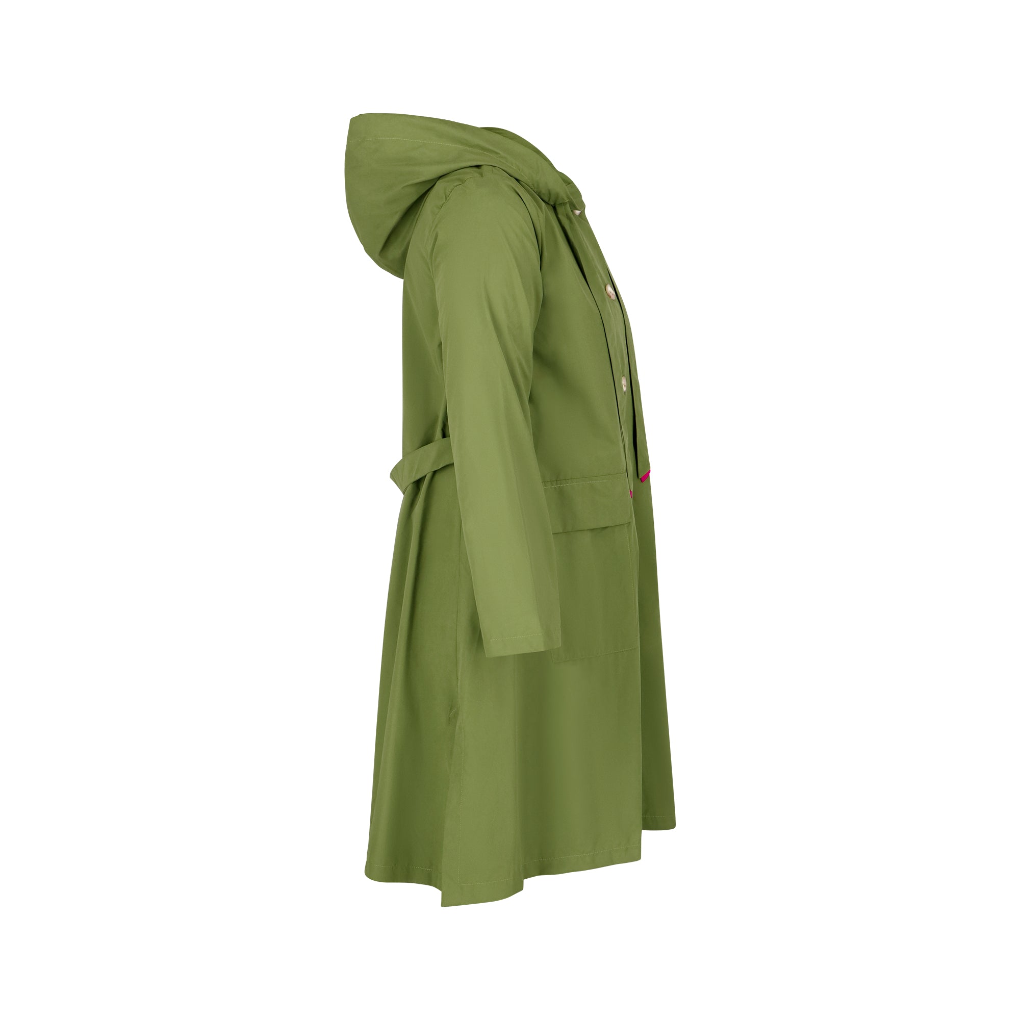 The classic raincoat - green color - side view