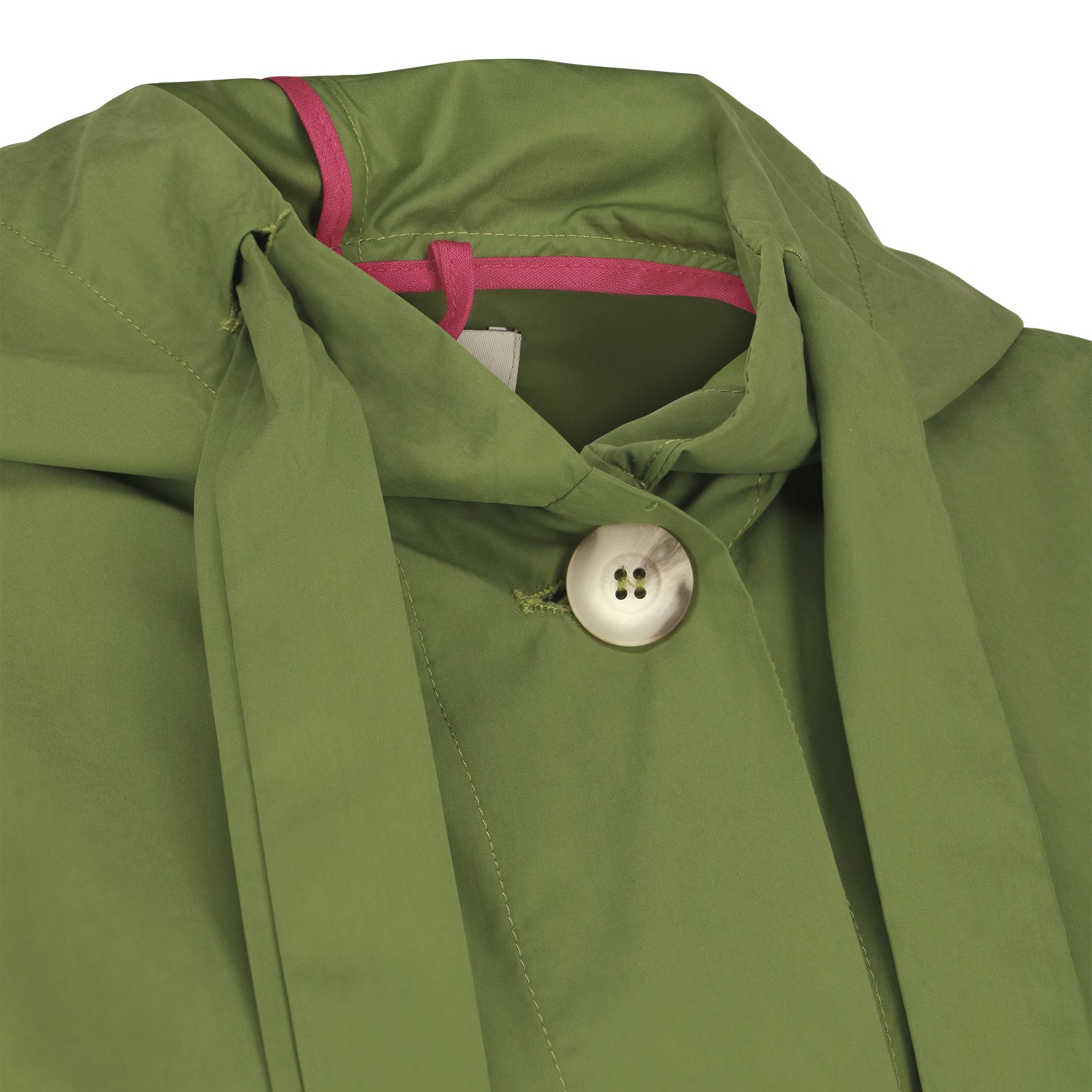 The classic raincoat - green color - neckline detail