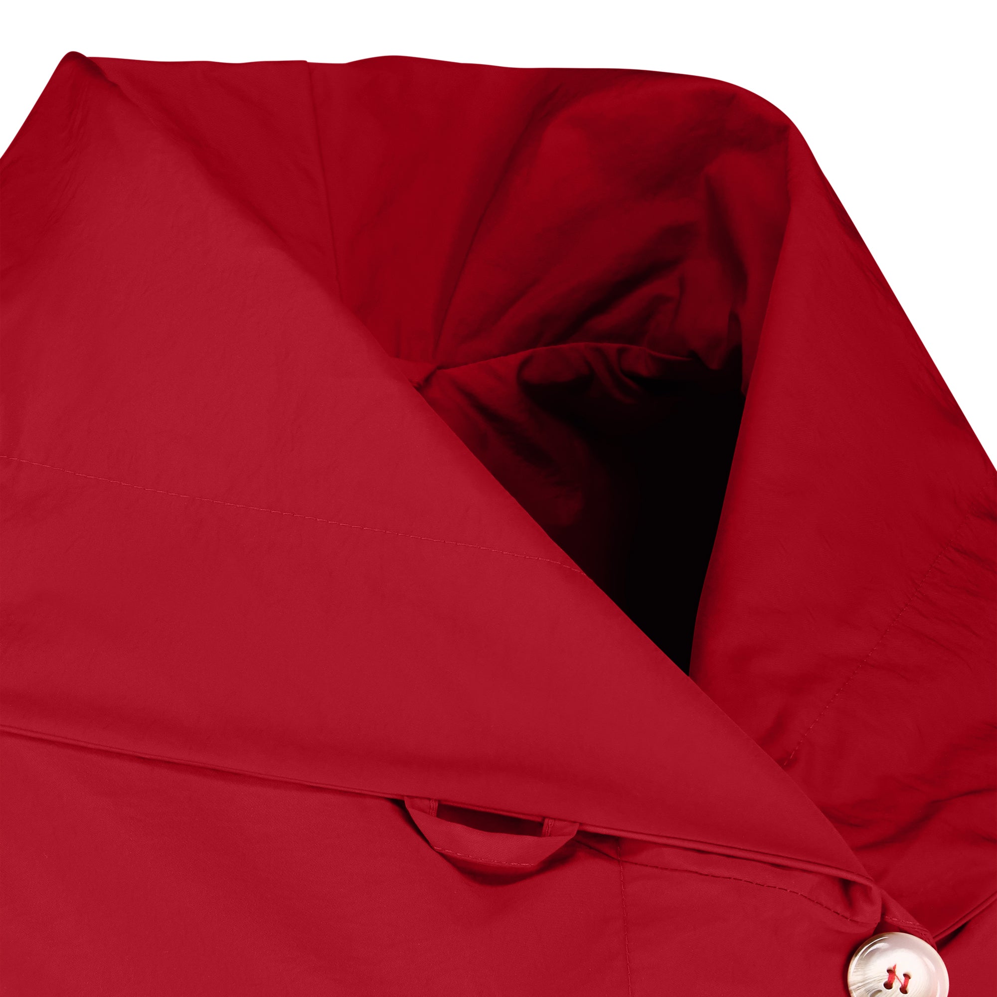 Mistral raincoat - Red Sunset color - neckline detail