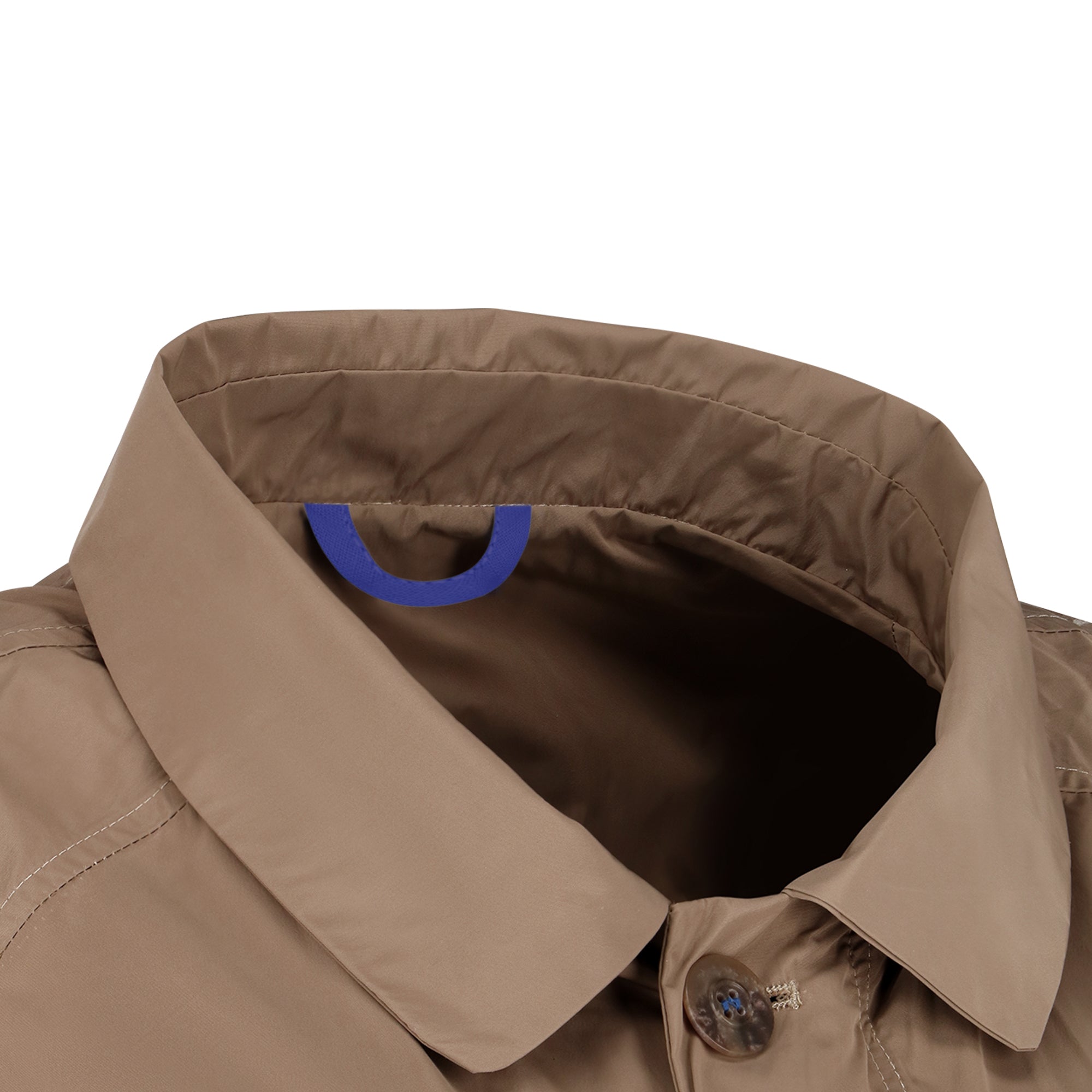 Strato men's raincoat - sand color - neckline detail