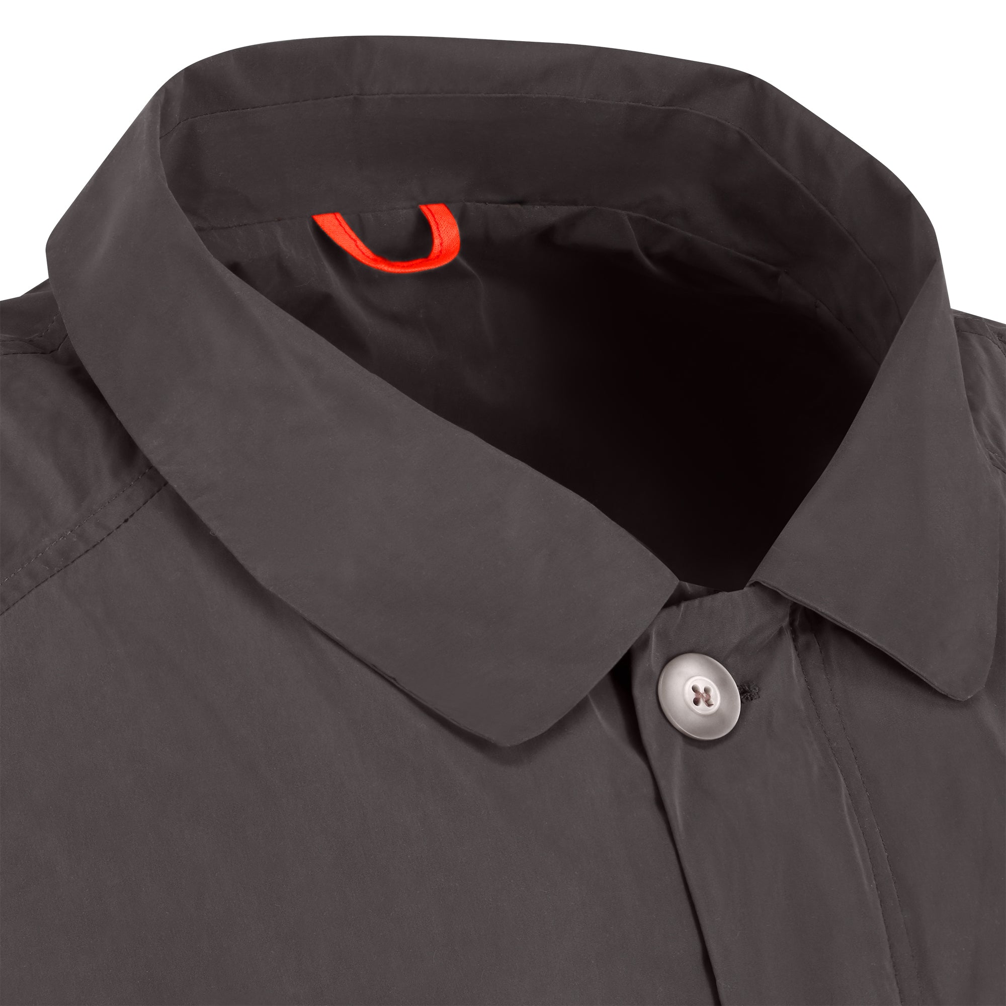 Strato men's raincoat - dark grey color - neckline detail