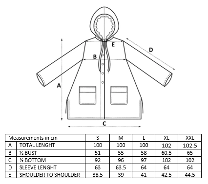 The classic raincoat - nude color - size guide